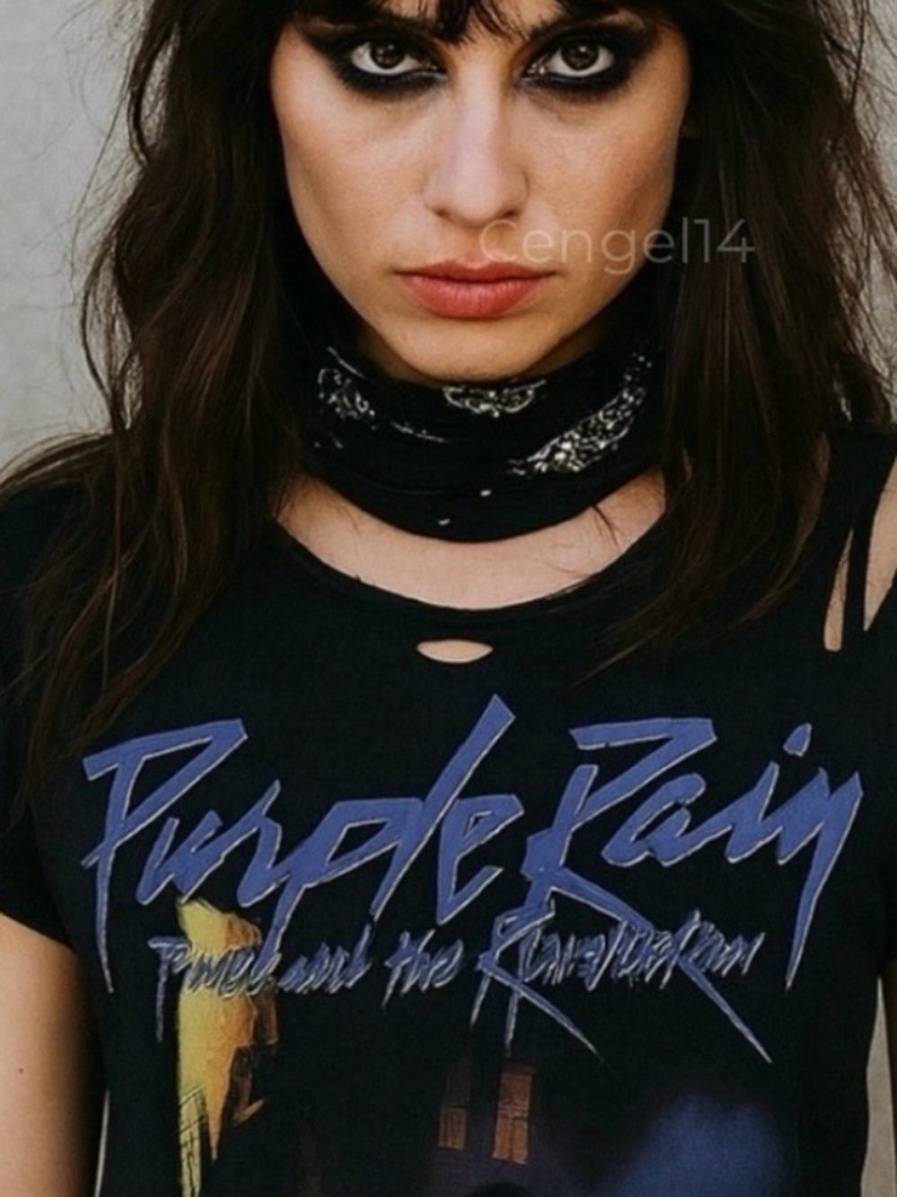Prince Purple Rain Fringe Graphic Tee Black Crop Top M - Picture 2 of 8